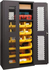Durham - 2 Shelf 18 Bin Storage Cabinet - Steel, 36" Wide x 18" Deep x 72" High, Yellow - Americas Industrial Supply