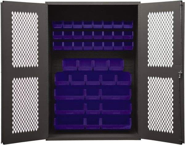 Durham - 42 Bin Storage Cabinet - Steel, 48" Wide x 24" Deep x 72" High, Blue - Americas Industrial Supply