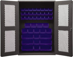 Durham - 42 Bin Storage Cabinet - Steel, 48" Wide x 24" Deep x 72" High, Blue - Americas Industrial Supply