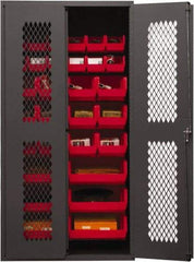 Durham - 30 Bin Storage Cabinet - Steel, 36" Wide x 24" Deep x 72" High, Red - Americas Industrial Supply