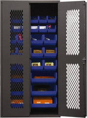 Durham - 30 Bin Storage Cabinet - Steel, 36" Wide x 18" Deep x 72" High, Blue - Americas Industrial Supply