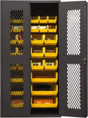 Durham - 30 Bin Storage Cabinet - Steel, 36" Wide x 18" Deep x 72" High, Yellow - Americas Industrial Supply