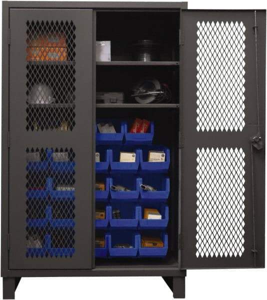 Durham - 2 Shelf 24 Bin Storage Cabinet - Steel, 48" Wide x 24" Deep x 78" High, Blue - Americas Industrial Supply