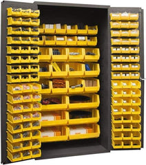 Durham - 126 Bin Storage Cabinet - Steel, 36" Wide x 24" Deep x 72" High, Yellow - Americas Industrial Supply