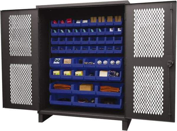 Durham - 54 Bin Storage Cabinet - Steel, 60" Wide x 24" Deep x 78" High, Blue - Americas Industrial Supply