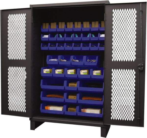 Durham - 42 Bin Storage Cabinet - Steel, 48" Wide x 24" Deep x 78" High, Blue - Americas Industrial Supply