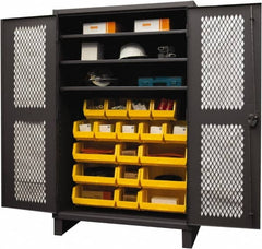 Durham - 3 Shelf 18 Bin Storage Cabinet - Steel, 48" Wide x 24" Deep x 78" High, Yellow - Americas Industrial Supply