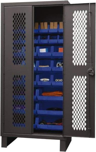 Durham - 30 Bin Storage Cabinet - Steel, 36" Wide x 24" Deep x 78" High, Yellow - Americas Industrial Supply