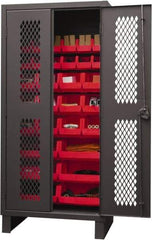 Durham - 30 Bin Storage Cabinet - Steel, 36" Wide x 24" Deep x 78" High, Red - Americas Industrial Supply