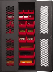 Durham - 30 Bin Storage Cabinet - Steel, 36" Wide x 18" Deep x 72" High, Red - Americas Industrial Supply