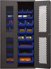 Durham - 30 Bin Storage Cabinet - Steel, 36" Wide x 24" Deep x 72" High, Blue - Americas Industrial Supply