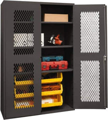 Durham - 3 Shelf 6 Bin Storage Cabinet - Steel, 48" Wide x 24" Deep x 72" High, Yellow - Americas Industrial Supply