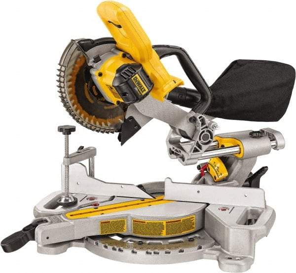 DeWALT - 4 Amp, 20 Volt, 3,750 RPM, 48° Left Single Bevel Sliding Miter Saw - 5/8" Arbor, 7-1/4" Blade Diam - Americas Industrial Supply