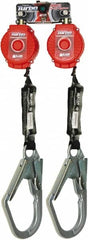 Miller - 6' Long, 400 Lb Capacity, Vectran/Polyester Fall Limiter - Steel Locking Rebar Hook Connector, Twin Turbo D-Ring Connector, Black - Americas Industrial Supply