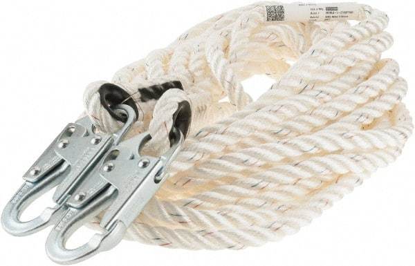 Miller - 50' Long, 310 Lb Capacity, 1 Leg Locking Snap Hook Harness Lanyard - 1-1/2" Diam, Polyester, Locking Snap Hook Anchorage Connection - Americas Industrial Supply
