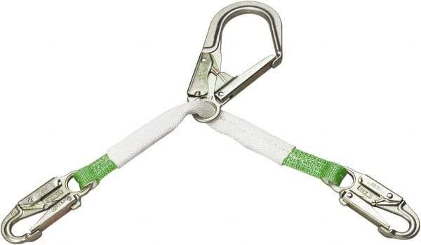 Miller - 2.92' Long, 310 Lb Capacity, 1 Leg Locking Snap Hook Harness Positioning/Restraint Lanyard - 1-1/2" Diam, Polyester Webbing, Locking Snap Hook Anchorage Connection - Americas Industrial Supply