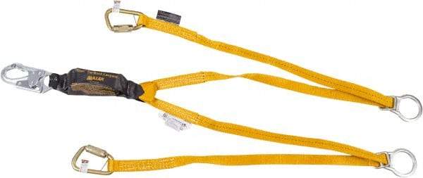 Miller - 6' Long, 310 Lb Capacity, 2 Leg Locking Snap Hook Harness Shock Absorbing Lanyard - 1-1/2" Diam, Polyester Webbing, Locking Snap Hook Anchorage Connection - Americas Industrial Supply