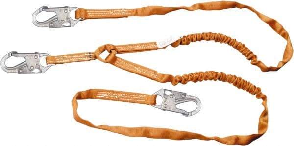 Miller - 6' Long, 310 Lb Capacity, 2 Leg Locking Snap Hook Harness Shock Absorbing Lanyard - 1-1/2" Diam, Polyester Webbing, Locking Snap Hook Anchorage Connection - Americas Industrial Supply