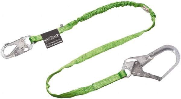 Miller - 6' Long, 310 Lb Capacity, 1 Leg Locking Snap Hook Harness Lanyard - 1-1/2" Diam, Polyester, Locking Rebar Hook Anchorage Connection - Americas Industrial Supply
