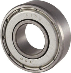Nice - 1/2" Bore Diam, 1-1/8" OD, Double Shield Precision Ground Radial Ball Bearing - 3/8" Wide, 1 Row, Round Bore, 475 Lb Static Capacity, 1,200 Lb Dynamic Capacity - Americas Industrial Supply