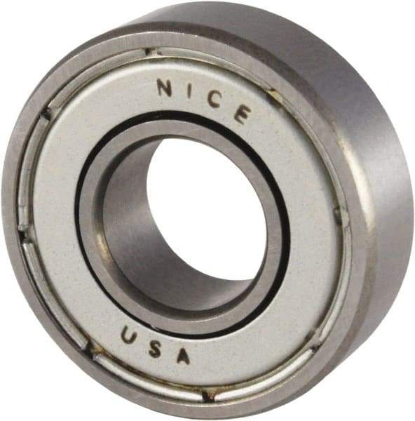 Nice - 3/8" Bore Diam, 29/32" OD, Double Shield Precision Ground Radial Ball Bearing - 5/16" Wide, 1 Row, Round Bore, 300 Lb Static Capacity, 698 Lb Dynamic Capacity - Americas Industrial Supply