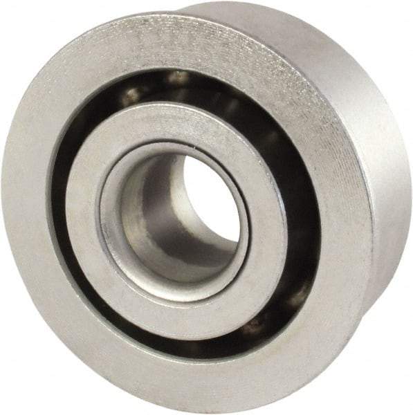 Nice - 3/8" Bore Diam, 1-1/8" OD, Open Unground Full Complement Radial Ball Bearing - 1/2" Wide, With Flange, 1 Row, Round Bore, 635 Lb Dynamic Capacity - Americas Industrial Supply