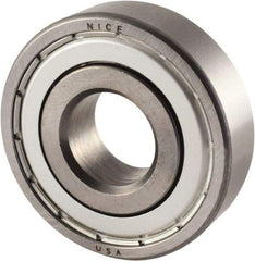 Nice - 1" Bore Diam, 2" OD, Double Shield Semi Ground Extra Light Radial Ball Bearing - 9/16" Wide, 1 Row, Round Bore, 1,350 Lb Static Capacity, 1,480 Lb Dynamic Capacity - Americas Industrial Supply