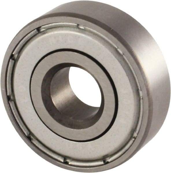 Nice - 5/8" Bore Diam, 1-3/8" OD, Double Shield Semi Ground Extra Light Radial Ball Bearing - 7/16" Wide, 1 Row, Round Bore, 850 Lb Static Capacity, 940 Lb Dynamic Capacity - Americas Industrial Supply
