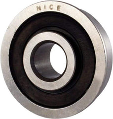 Nice - 3/8" Bore Diam, 1-1/8" OD, Double Seal Semi Ground Extra Light Radial Ball Bearing - 3/8" Wide, With Flange, 1 Row, Round Bore, 475 Lb Static Capacity, 600 Lb Dynamic Capacity - Americas Industrial Supply