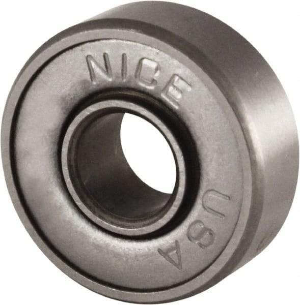 Nice - 3/8" Bore Diam, 29/32" OD, Double Shield Semi Ground Extra Light Radial Ball Bearing - 5/16" Wide, 1 Row, Round Bore, 300 Lb Static Capacity, 350 Lb Dynamic Capacity - Americas Industrial Supply