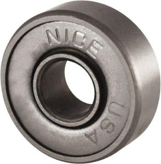 Nice - 3/16" Bore Diam, 11/16" OD, Double Shield Semi Ground Extra Light Radial Ball Bearing - 1/4" Wide, 1 Row, Round Bore, 170 Lb Static Capacity, 255 Lb Dynamic Capacity - Americas Industrial Supply