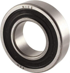 Nice - 1" Bore Diam, 2" OD, Double Seal Precision Ground Radial Ball Bearing - 9/16" Wide, 1 Row, Round Bore, 1,350 Lb Static Capacity, 2,967 Lb Dynamic Capacity - Americas Industrial Supply