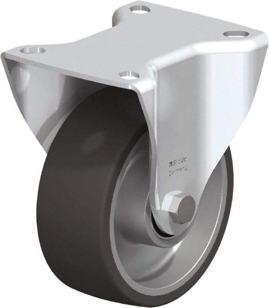 Blickle - 4" Diam x 1-37/64" Wide x 4-59/64" OAH Top Plate Mount Rigid Caster - Silicone Rubber, 220 Lb Capacity, Ball Bearing, 3-15/16 x 3-3/8" Plate - Americas Industrial Supply
