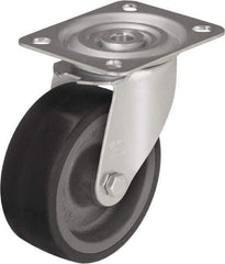 Blickle - 4" Diam x 1-37/64" Wide x 4-59/64" OAH Top Plate Mount Swivel Caster - Silicone Rubber, 220 Lb Capacity, Plain Bore Bearing, 3-15/16 x 3-3/8" Plate - Americas Industrial Supply