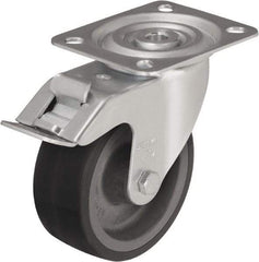 Blickle - 4" Diam x 1-37/64" Wide x 4-59/64" OAH Top Plate Mount Swivel Caster - Silicone Rubber, 220 Lb Capacity, Plain Bore Bearing, 3-15/16 x 3-3/8" Plate - Americas Industrial Supply