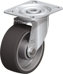 Blickle - 4" Diam x 1-9/16" Wide x 4-59/64" OAH Top Plate Mount Swivel Caster - Polyurethane-Elastomer, 220 Lb Capacity, Ball Bearing, 3-15/16 x 3-3/8" Plate - Americas Industrial Supply