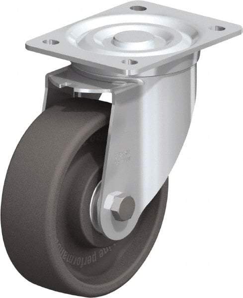 Blickle - 6" Diam x 2" Wide x 7-1/2" OAH Top Plate Mount Swivel Caster - Heat-Resistant Nylon, 770 Lb Capacity, Ball Bearing, 5-1/2 x 4-3/8" Plate - Americas Industrial Supply