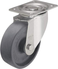 Blickle - 6" Diam x 2" Wide x 7-1/2" OAH Top Plate Mount Swivel Caster - Heat-Resistant Nylon, 770 Lb Capacity, Plain Bore Bearing, 5-1/2 x 4-3/8" Plate - Americas Industrial Supply