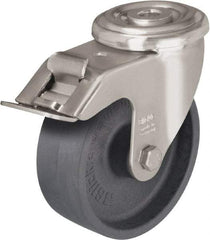 Blickle - 4" Diam x 1-3/16" Wide x 4-59/64" OAH Hollow Kingpin Mount Swivel Caster with Brake - Heat-Resistant Nylon, 330 Lb Capacity, Plain Bore Bearing, Hollow Kingpin Stem - Americas Industrial Supply