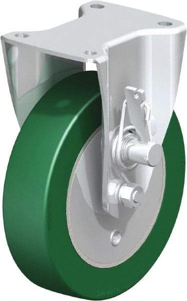Blickle - 8" Diam x 2" Wide x 9-41/64" OAH Top Plate Mount Rigid Caster - Polyurethane-Elastomer Blickle Softhane, 1,760 Lb Capacity, Ball Bearing, 5-1/2 x 4-3/8" Plate - Americas Industrial Supply