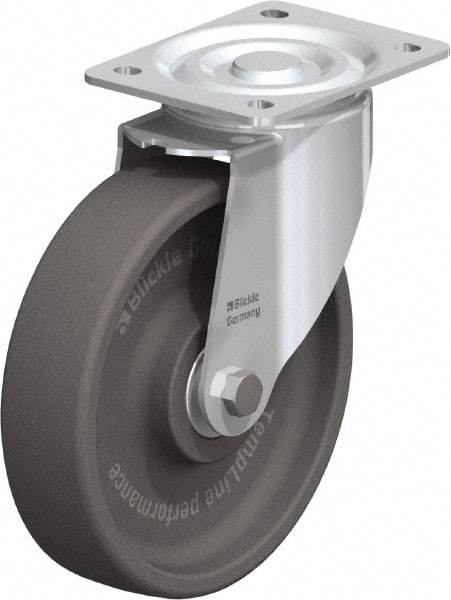 Blickle - 8" Diam x 2" Wide x 9-1/4" OAH Top Plate Mount Swivel Caster - Heat-Resistant Nylon, 770 Lb Capacity, Ball Bearing, 5-1/2 x 4-3/8" Plate - Americas Industrial Supply