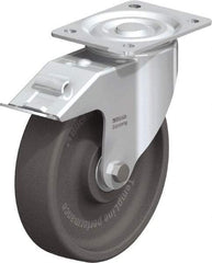 Blickle - 8" Diam x 2" Wide x 9-1/4" OAH Top Plate Mount Swivel Caster with Brake - Heat-Resistant Nylon, 770 Lb Capacity, Ball Bearing, 5-1/2 x 4-3/8" Plate - Americas Industrial Supply