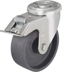 Blickle - 4" Diam x 1-3/16" Wide x 4-59/64" OAH Hollow Kingpin Mount Swivel Caster with Brake - Heat-Resistant Nylon, 330 Lb Capacity, Plain Bore Bearing, Hollow Kingpin Stem - Americas Industrial Supply