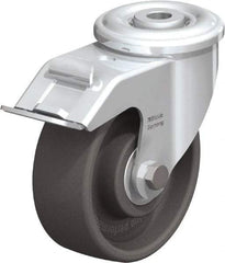 Blickle - 4" Diam x 1-1/2" Wide x 4-59/64" OAH Hollow Kingpin Mount Swivel Caster with Brake - Heat-Resistant Nylon, 330 Lb Capacity, Ball Bearing, Hollow Kingpin Stem - Americas Industrial Supply
