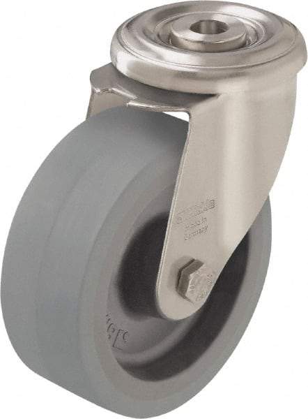 Blickle - 5" Diam x 1-9/16" Wide x 5-7/8" OAH Hollow Kingpin Mount Swivel Caster - Heat-Resistant Silicone Rubber, 264 Lb Capacity, Plain Bore Bearing, Hollow Kingpin Stem - Americas Industrial Supply