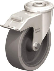 Blickle - 5" Diam x 1-9/16" Wide x 5-7/8" OAH Hollow Kingpin Mount Swivel Caster with Brake - Heat-Resistant Silicone Rubber, 264 Lb Capacity, Plain Bore Bearing, Hollow Kingpin Stem - Americas Industrial Supply