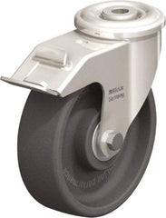 Blickle - 5" Diam x 1-9/16" Wide x 5-7/8" OAH Hollow Kingpin Mount Swivel Caster with Brake - Heat-Resistant Nylon, 330 Lb Capacity, Ball Bearing, Hollow Kingpin Stem - Americas Industrial Supply