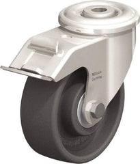 Blickle - 4" Diam x 1-1/2" Wide x 4-59/64" OAH Hollow Kingpin Mount Swivel Caster with Brake - Heat-Resistant Nylon, 330 Lb Capacity, Ball Bearing, Hollow Kingpin Stem - Americas Industrial Supply