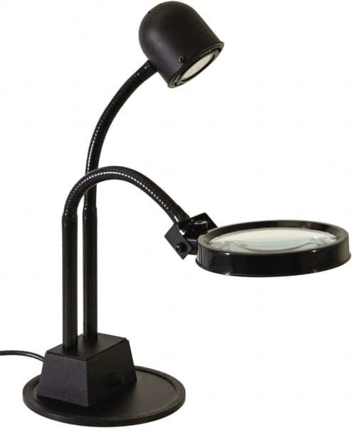 Electrix - 7 Volt, LED, Machine Light - Weighted for Desk, 7 Ft. Cord, 1.75x Magnification, 5 Inch Light Diameter, Black - Americas Industrial Supply