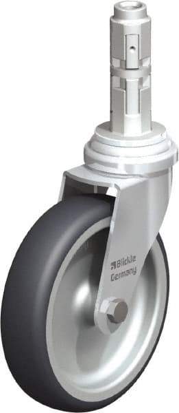 Blickle - 4" Diam x 63/64" Wide x 4-7/8" OAH Metal Expander Mount Swivel Caster - Rubber Elastomer (TPE), 154 Lb Capacity, Plain Bore Bearing, Metal Expander Stem - Americas Industrial Supply